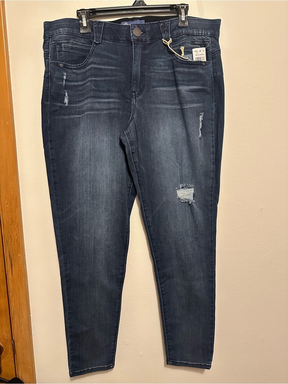 Democracy Ab Solution Booty Lift Jegging Women's Blue Distressed Size 18